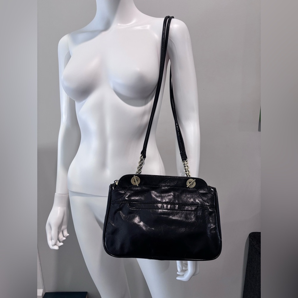 Black HOBO Leather Shoulder Bag